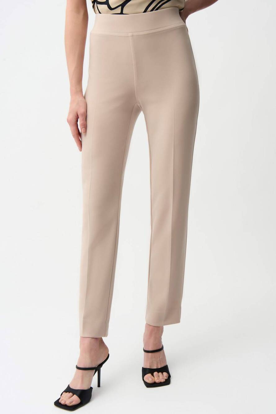NEW JOSEPH RIBKOFF slit leg ponti pull on pant in beige